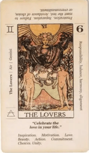 The Lovers Tarot Card with Printed Keywords